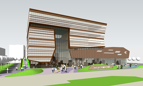 modern library building 3d model