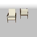 Two Single Sofas with White Cushions and Backrests Wooden Arms and Legs in White Background