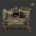 Military Armored Tank With Large Cannon Barrel Tracked Wheels And Thick Armor