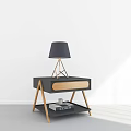 Modern Nightstand With Wooden Frame Table Lamp Drawer And Lower Shelf