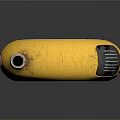 Yellow Circular Electronic Device With Antenna On Top And Black Circle White T