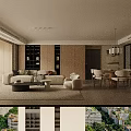Modern Living And Dining Room Interior With Beige Sofa Coffee Table And TV Cabinet