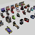 Variety of Colorful Amusement Equipment Including Arcade Machines Bumper Cars and Game Machines
