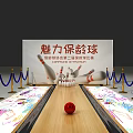 Bowling Sports Equipment With Pins Ball And Lane For Competition Stadium