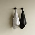 Bathroom Accessories White And Black Towels Hanging On Wall Hooks