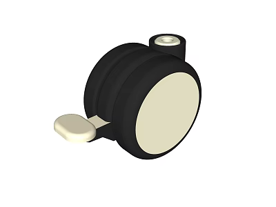 Black Rubber Tire With White Plastic Wheel Rim For Furniture Equipment 3d model