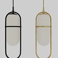 Modern Pendant Lights With Black And Gold Frames And White Ribbed Shades