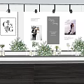 Elegant Wedding Stage Decor With Floral Arrangements And Photo Posters