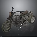 Vintage Custom Motorcycle With Large Tires Leather Seat And Exposed Engine