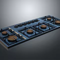 Modern Gas Stove Kitchen Appliance with Multiple Burners and Control Knobs 3d model