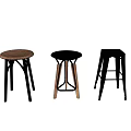 Modern Bar Stools With Wooden And Metal Round Seats And Different Leg Designs