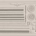 Gypsum Molding Featuring Various Decorative Lines Columns And Roundel Patterns