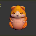 Cute Cartoon Hamster Character With Round Body Orange Pink Fur And Smiling Face