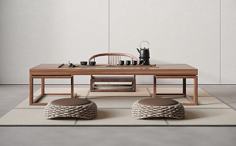 Modern Tatami Tea Table and Chair 3d model