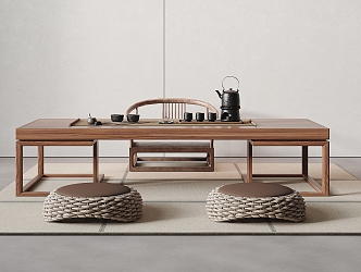 Modern Tatami Tea Table and Chair 3d model