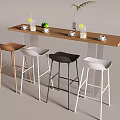 Nordic Cream Style Bar Counter Bar Counter Backrest Chair Bar Stool Iron High Stool Bar Chair Drink Lemonade Coffee 3d model