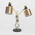 Modern Table Lamp with Double Perforated Lampshades Golden Stand and Black Base