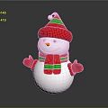 Festive Snowman Doll With Red Hat Green Stripes Red Scarf Red Mittens And White Body