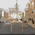Bright Modern Specialty Store Interior With Wooden Shelves Pendant Lamp Tables And Displayed Goods