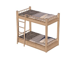 Nordic bed bunk bed bunk bed high and low bed 3d model