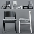 Modern Leisure Chair With Black White Wooden Frame And Checkered Fabric Seat