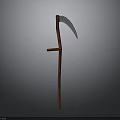 Traditional Sickle Farming Tool With Wooden Handle And Sharp Metal Blade