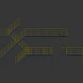 Industrial Metal Staircase Design With Yellow Railings Platforms And Connected Walkways