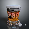 Decorative Barrel Shaped Equipment With Snow On Top Spider Web Orange Glass And Spiked Base