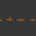 Four Yellow Autumn Leaves Displayed On Gray Background With Natural Texture