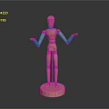 Game and Movie Character Design Reference Using Wooden Mannequin With Open Arms Standing Base