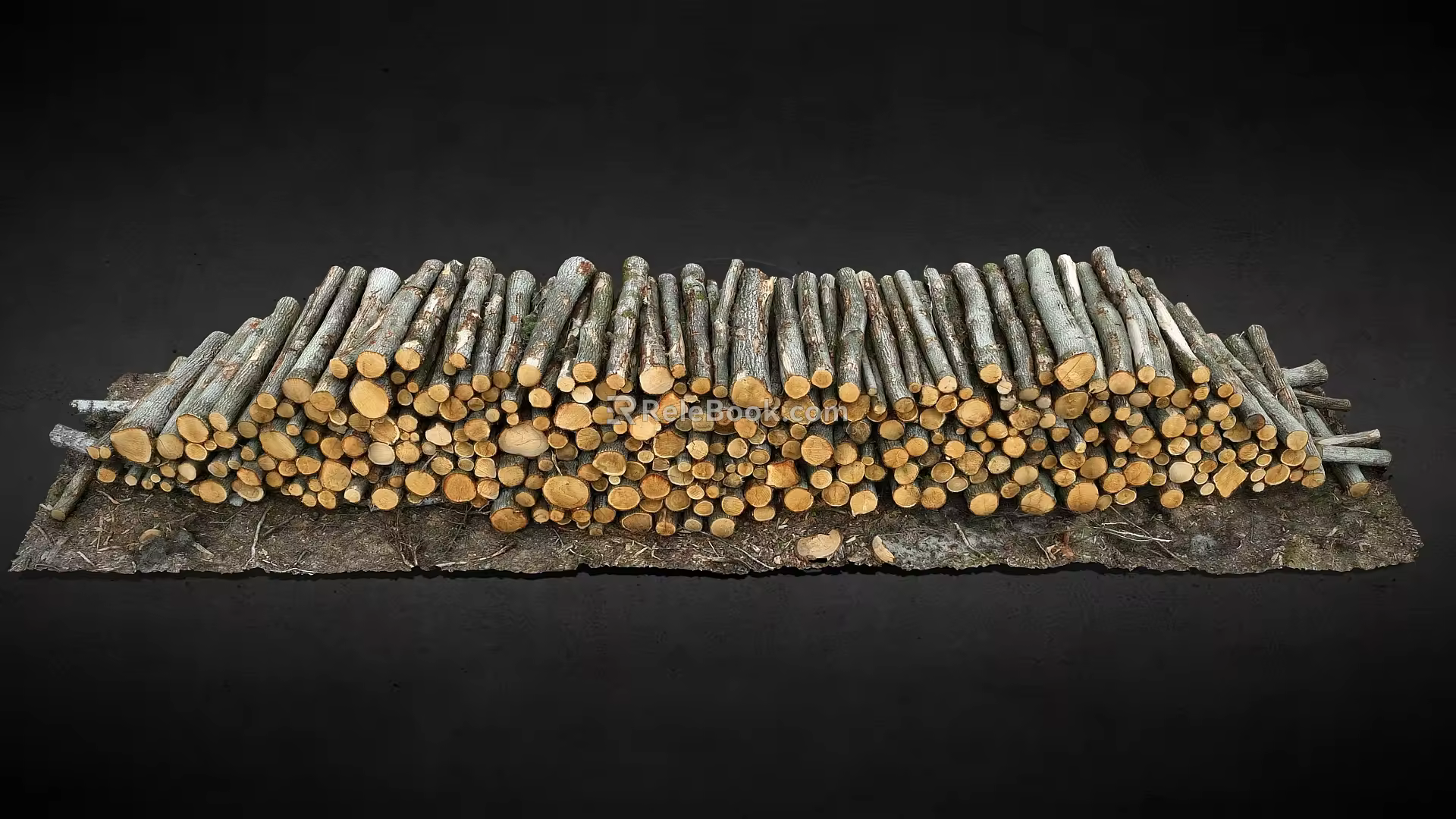 wood logs felled trees tree stick forest 3d model