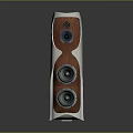 Modern Wooden Panel Floor Standing Speaker With Metal Frame And Multiple Drivers