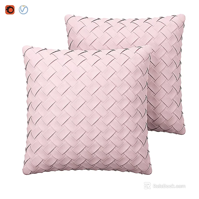 Two Pink Woven Texture Decorative Pillows For Home Decor With Soft Design 3d model