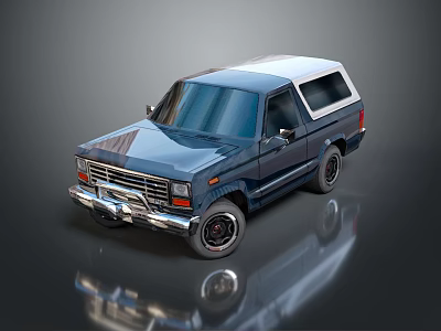 Blue Vintage SUV With Chrome Grille Roof Rack And Black Wheels 3d model