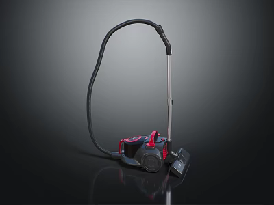 Modern Red And Black Vacuum Cleaner With Powerful Suction And Ergonomic Design 3d model