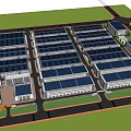 Modern multi-storey factory building solar factory building industrial park 3d model