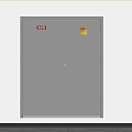 Gray Double Door With Red And Yellow Labels Lock And Frame Design