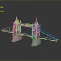 London Tower Bridge Architecture With Blue Structure Golden Tops And Grey Piers