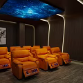 Modern Elegant Shop Front Desk With Marble Wall Chandelier Sofa Rug And Bookshelf