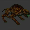 Game Movie Character Ferocious Monster With Fiery Orange Red Texture Sharp Claws And Open Mouth