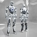 Modern Humanoid Robot Equipment With White Gray Body Front And Back View