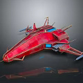 Red Futuristic Spaceship With Aerodynamic Wing Structures For Cosmic Exploration Missions 3d model