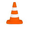 Orange And White Striped Traffic Cone As Essential Road Facility For Construction Area Safety