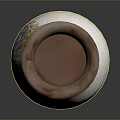 Handcrafted Ceramic Sculpture White Body With Brown Rim And Textured Surface