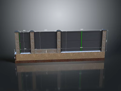 Modern Wooden Partition Screen Furniture With Louvered Panels And Metal Frame Base 3d model