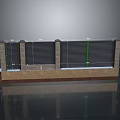 Modern Wooden Partition Screen Furniture With Louvered Panels And Metal Frame Base