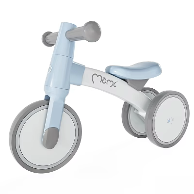 Light Blue Gray Kids Balance Bike With Mary Name Frame White Gray Wheels 3d model