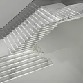 Modern Staircase Design With Marble Steps Glass Railing And LED Lighting Features 3d model