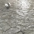 Gray Slate Like Floor Tiles With Irregular Cracked Texture And Glossy Finish