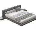 Modern Platform Bed With Gray Headboard Nightstand And Bed Linens 3d model